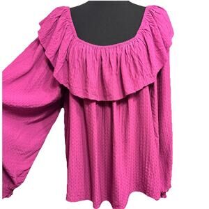 Knox Rose Blouse XL Womens Peasant Top Raspberry Color Cottagecore Textured